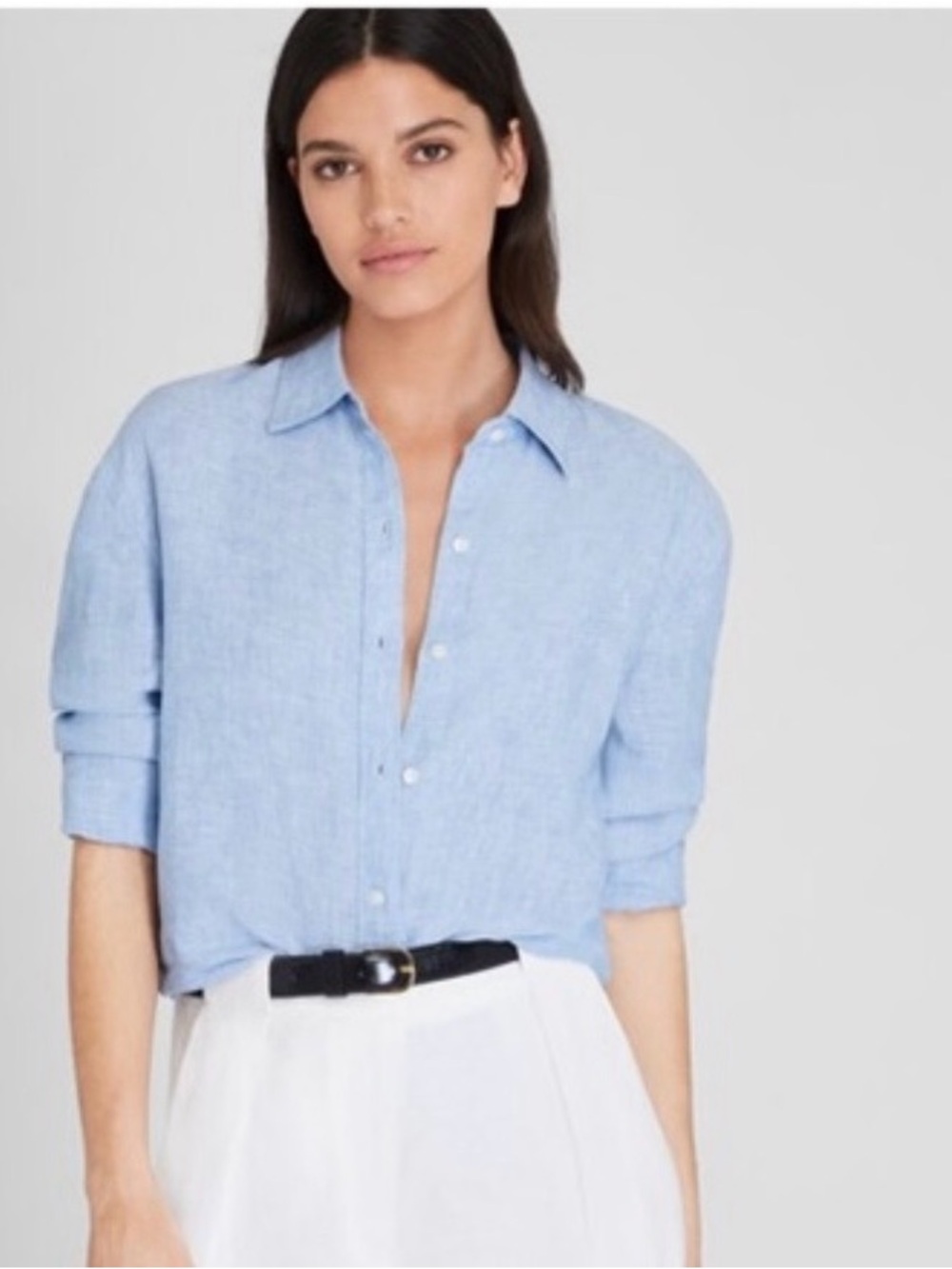 Club Monaco Sky Blue Button-Down Linen Shirt